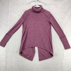 We The Free Turtleneck Shirt Womens Size S Purple Burgundy Cowl Split Back